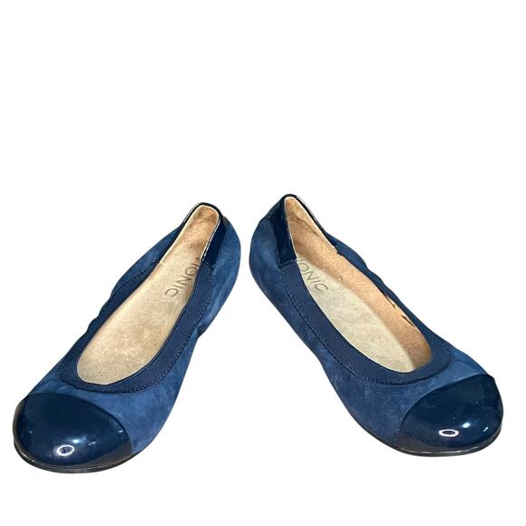 Vionic Spark Tiegan ballet flats in blue suede with cap toe-size 6 - Picture 9 of 10